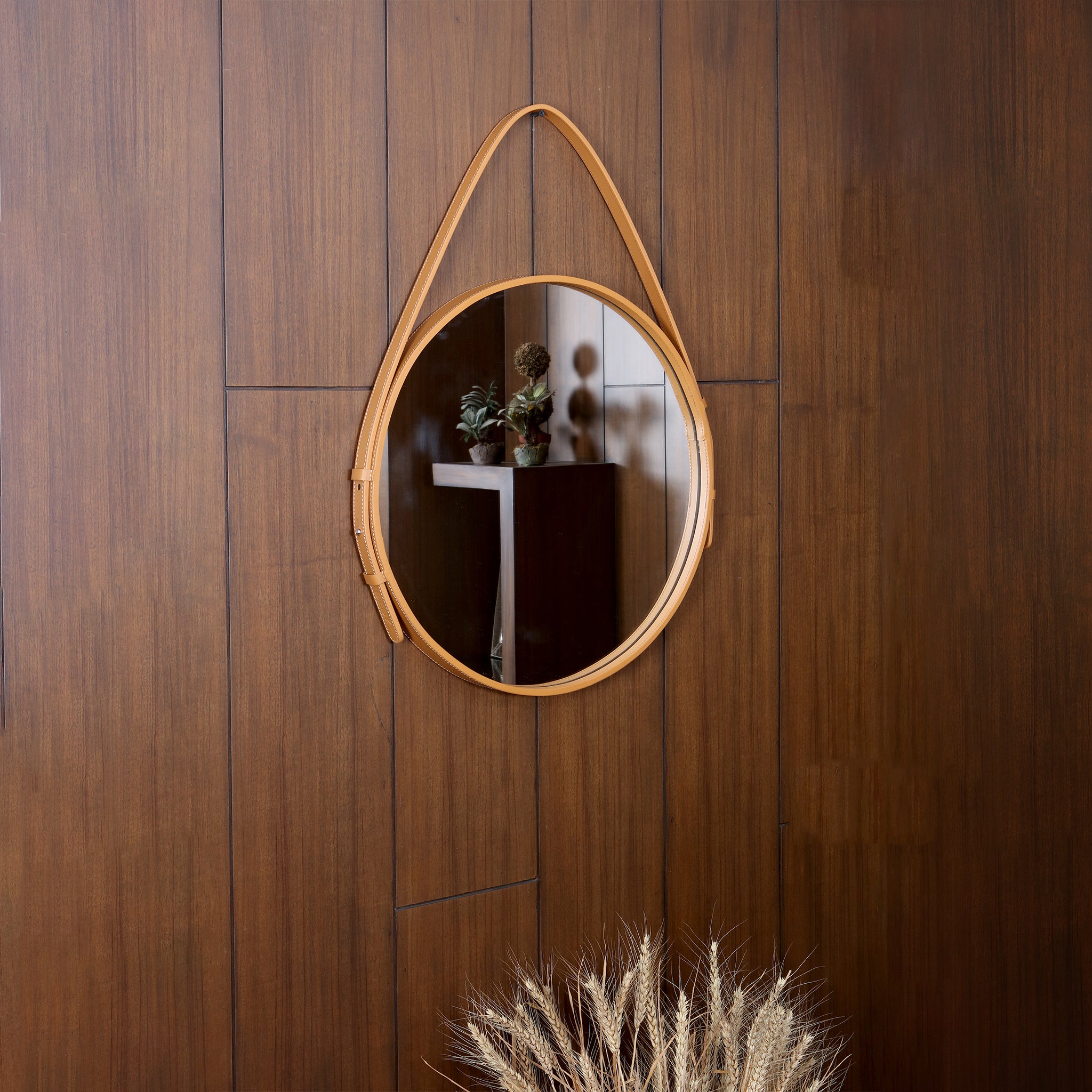 Wall Hanging Mirror - Tan