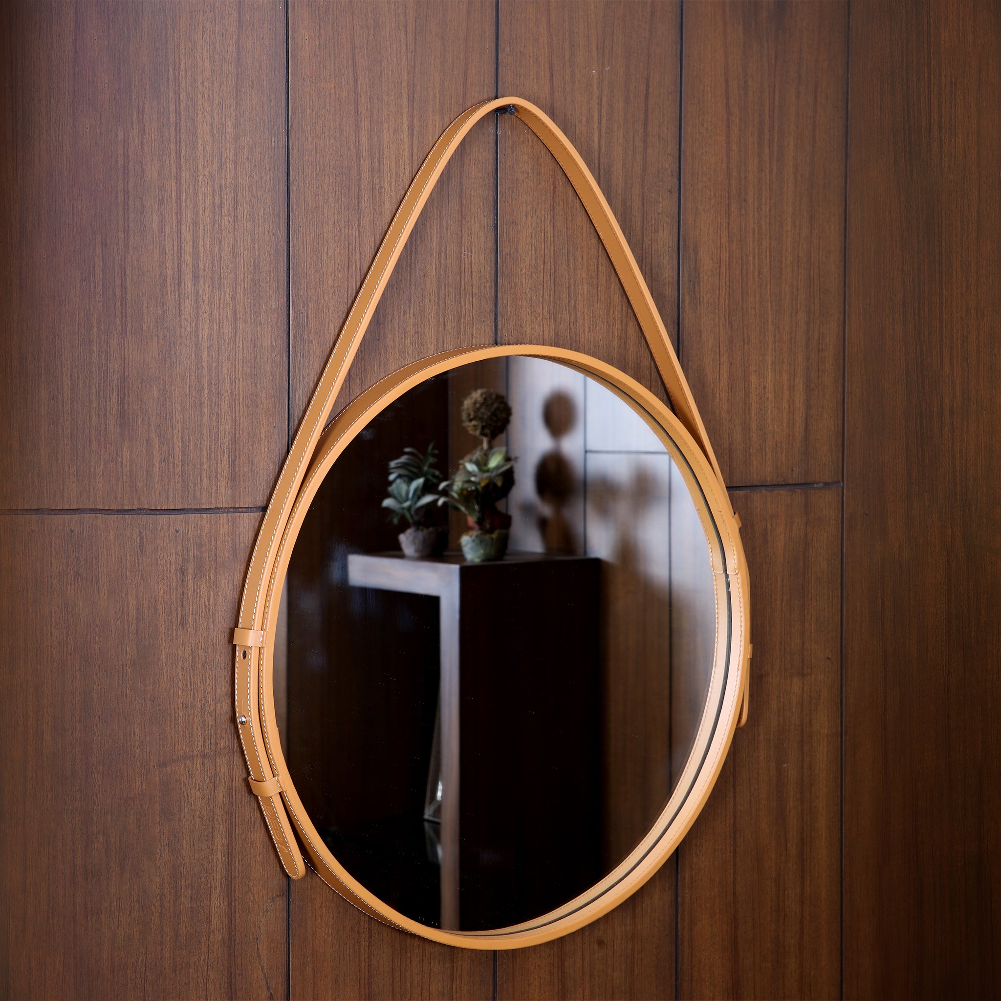 Wall Hanging Mirror - Tan