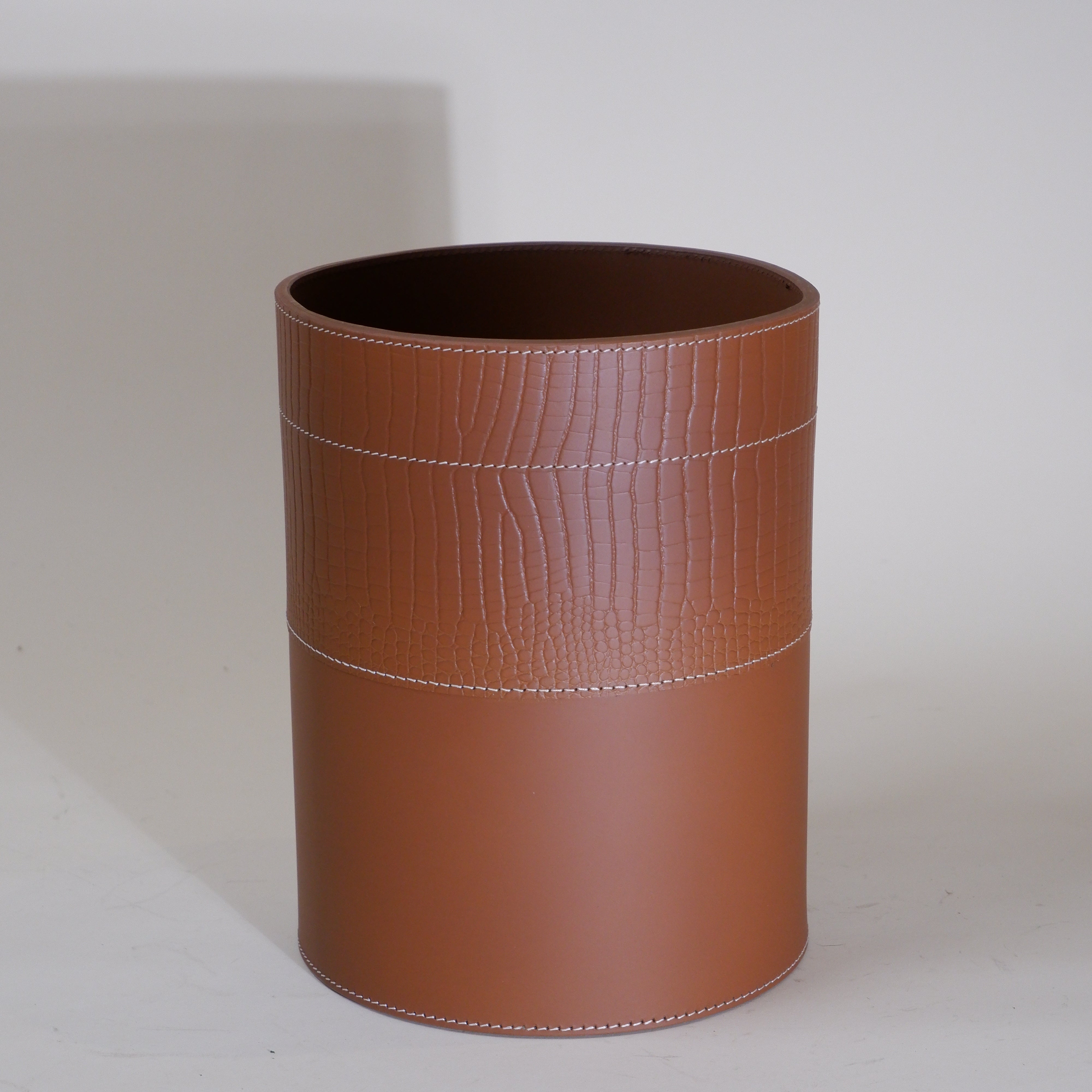 Croco Waste Paper Basket - Cognac Large Print