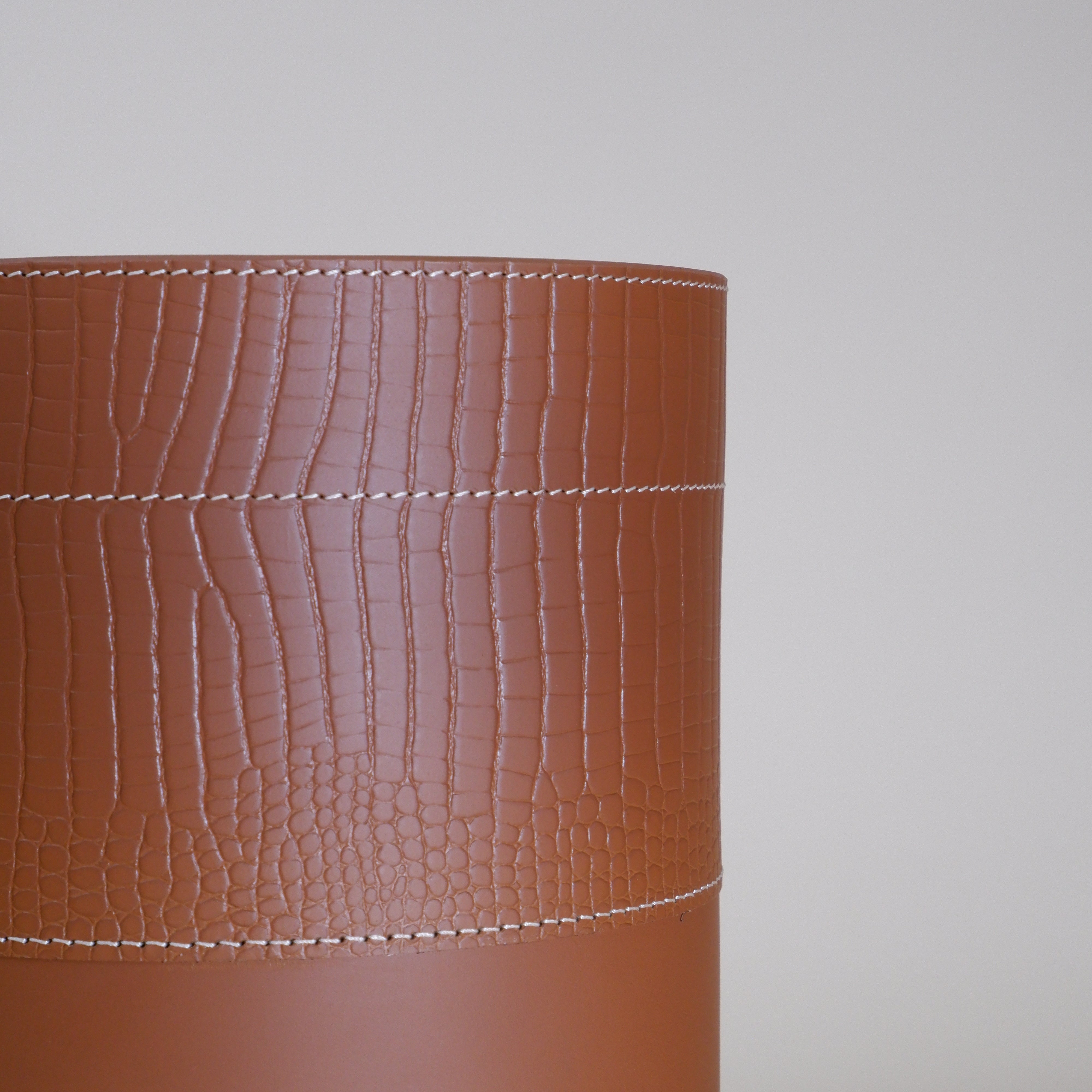 Croco Waste Paper Basket - Cognac Large Print