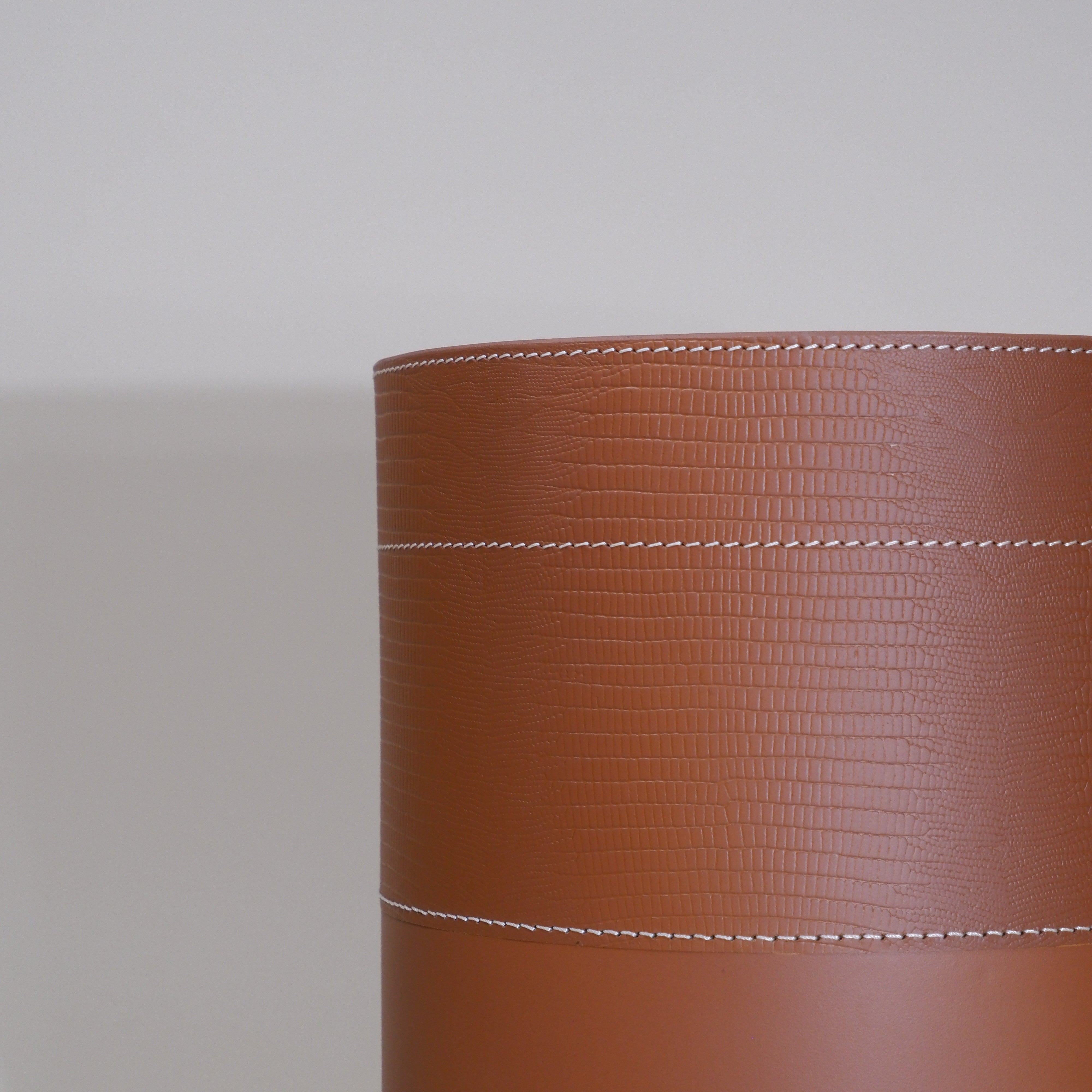 Croco Waste Paper Basket - Cognac Small Print