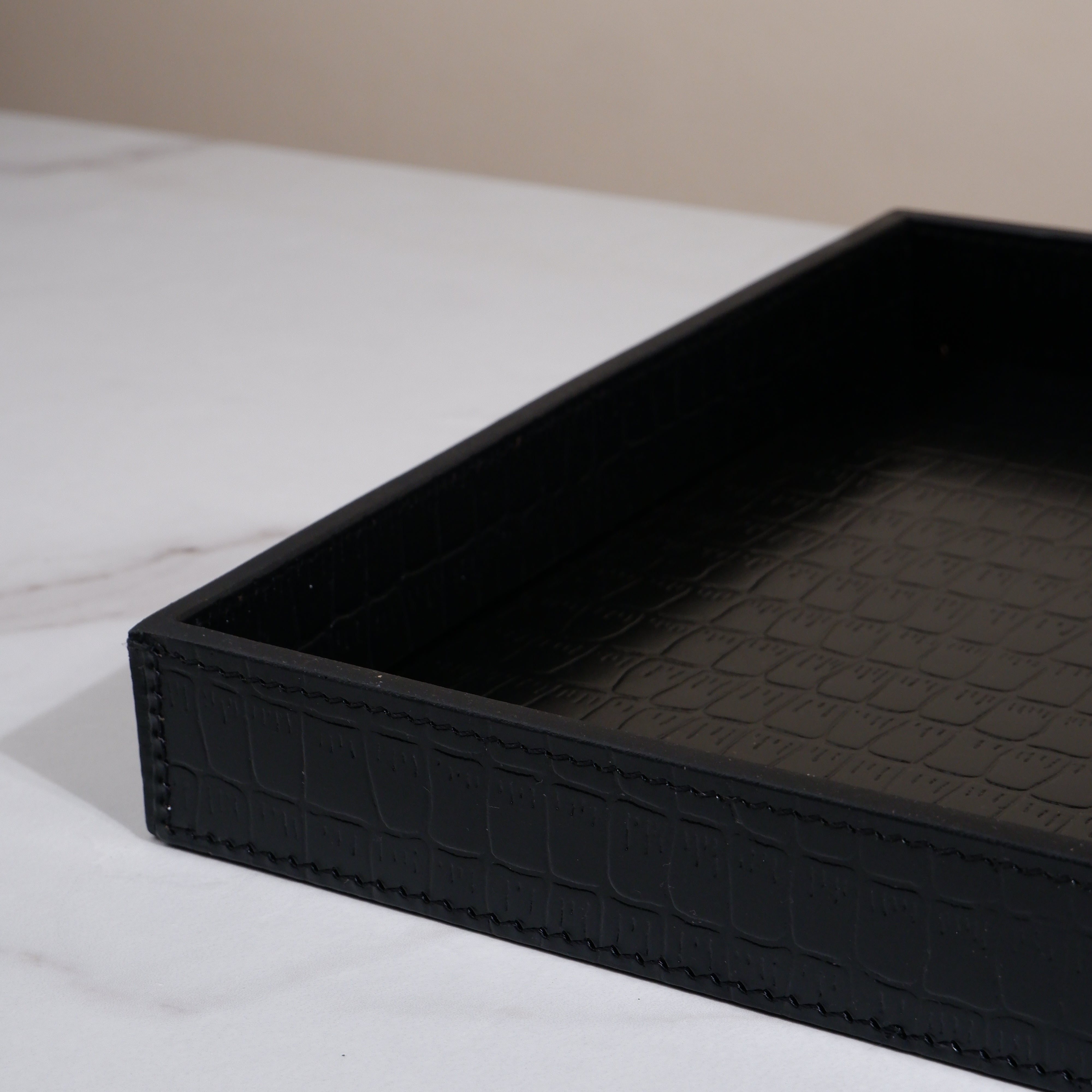 Square Serving Tray - Croco Black