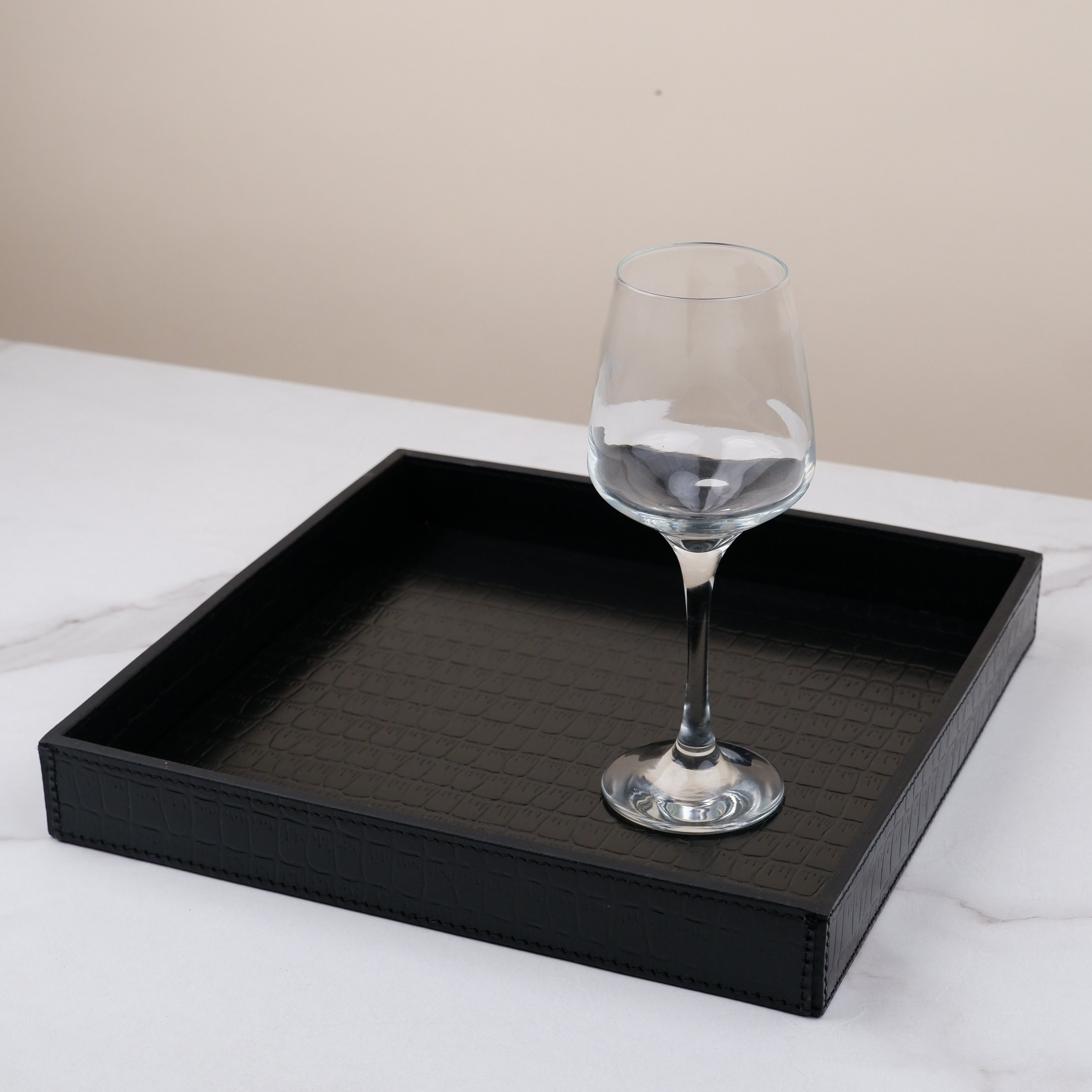 Square Serving Tray - Croco Black
