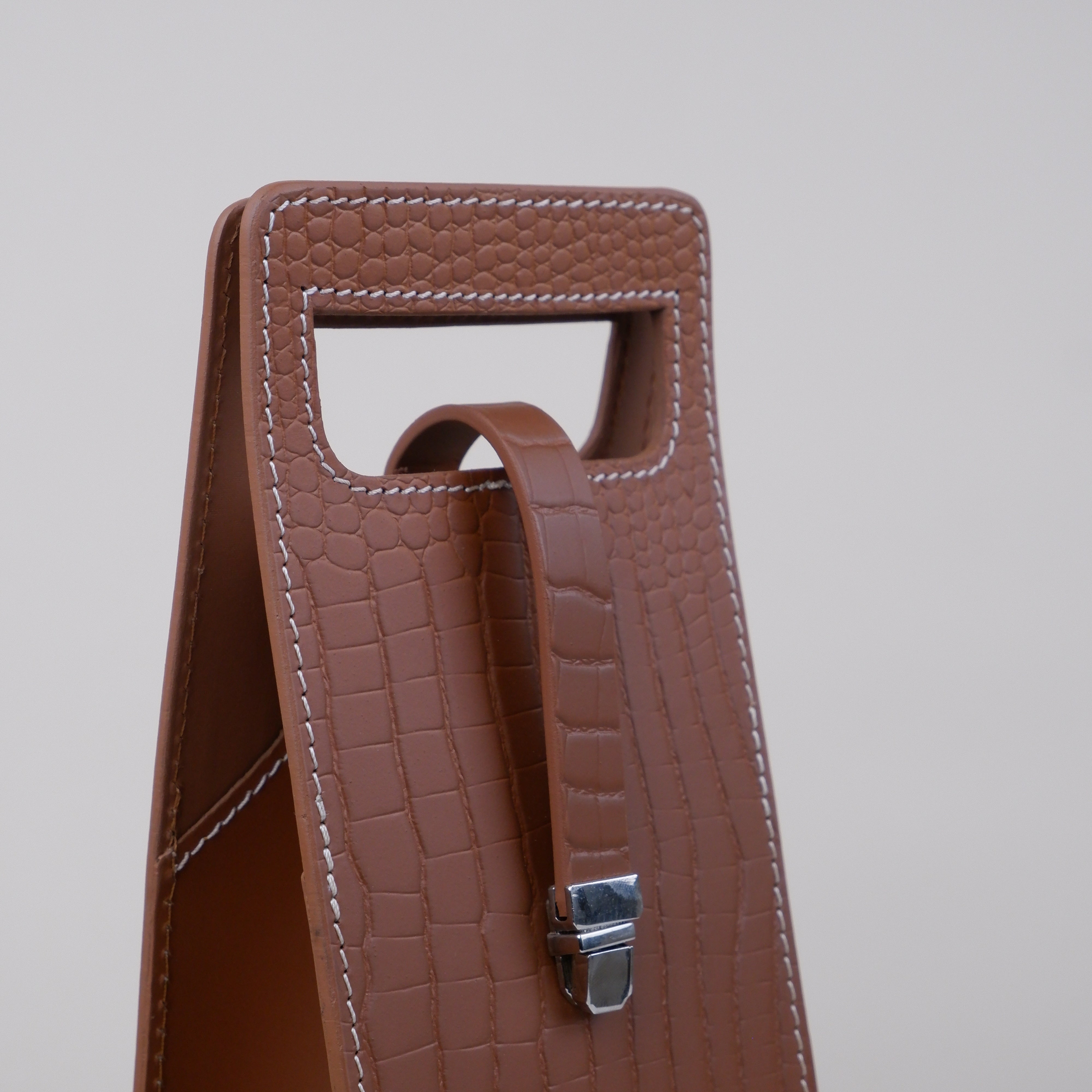 Tote Wine Holder - Croco Cognac Large Print