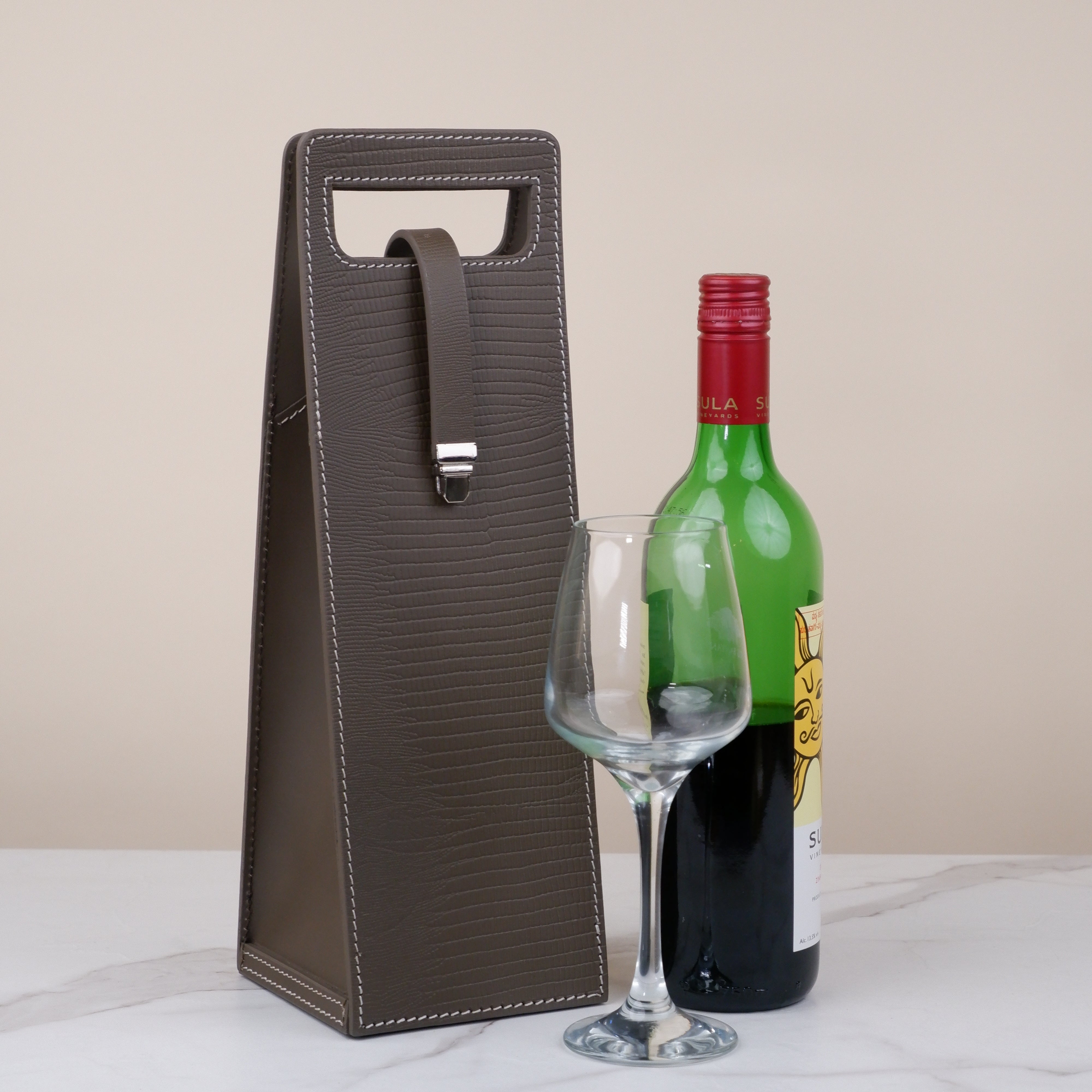 Tote Wine Holder - Croco Elephant Grey Small Print