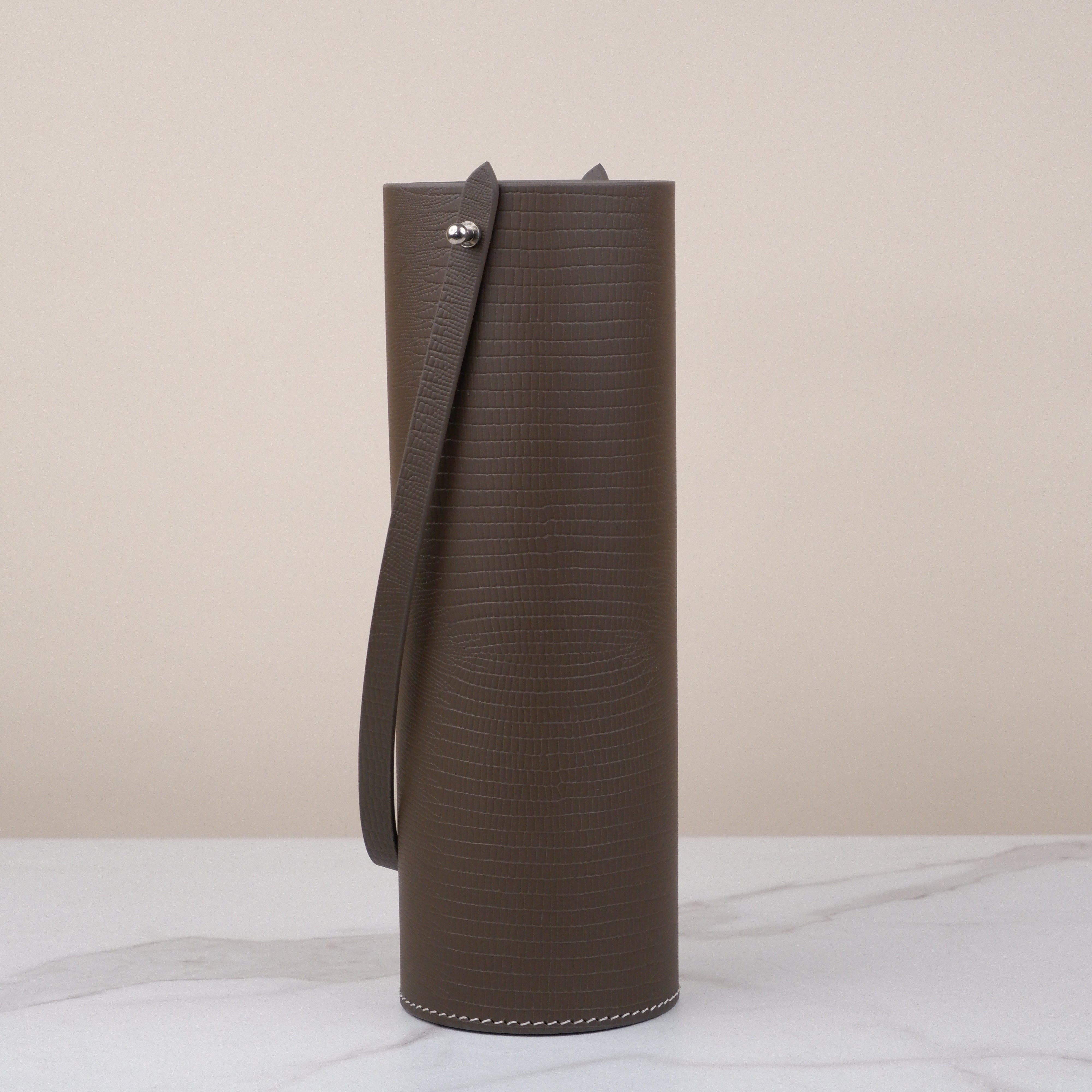 Cylinder Large Wine Holder - Croco Elephant Grey Small Print