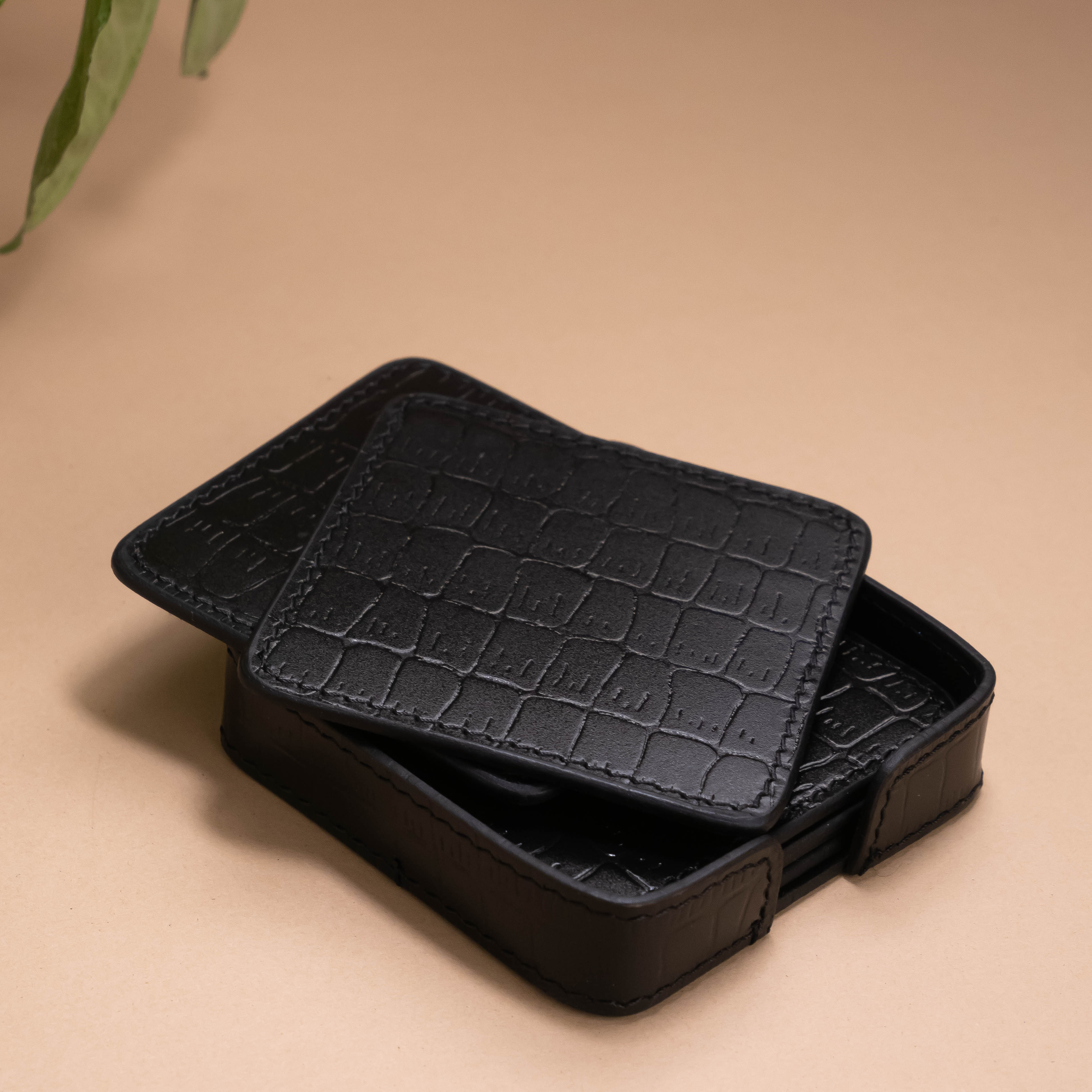 Coasters Square - Black Croco