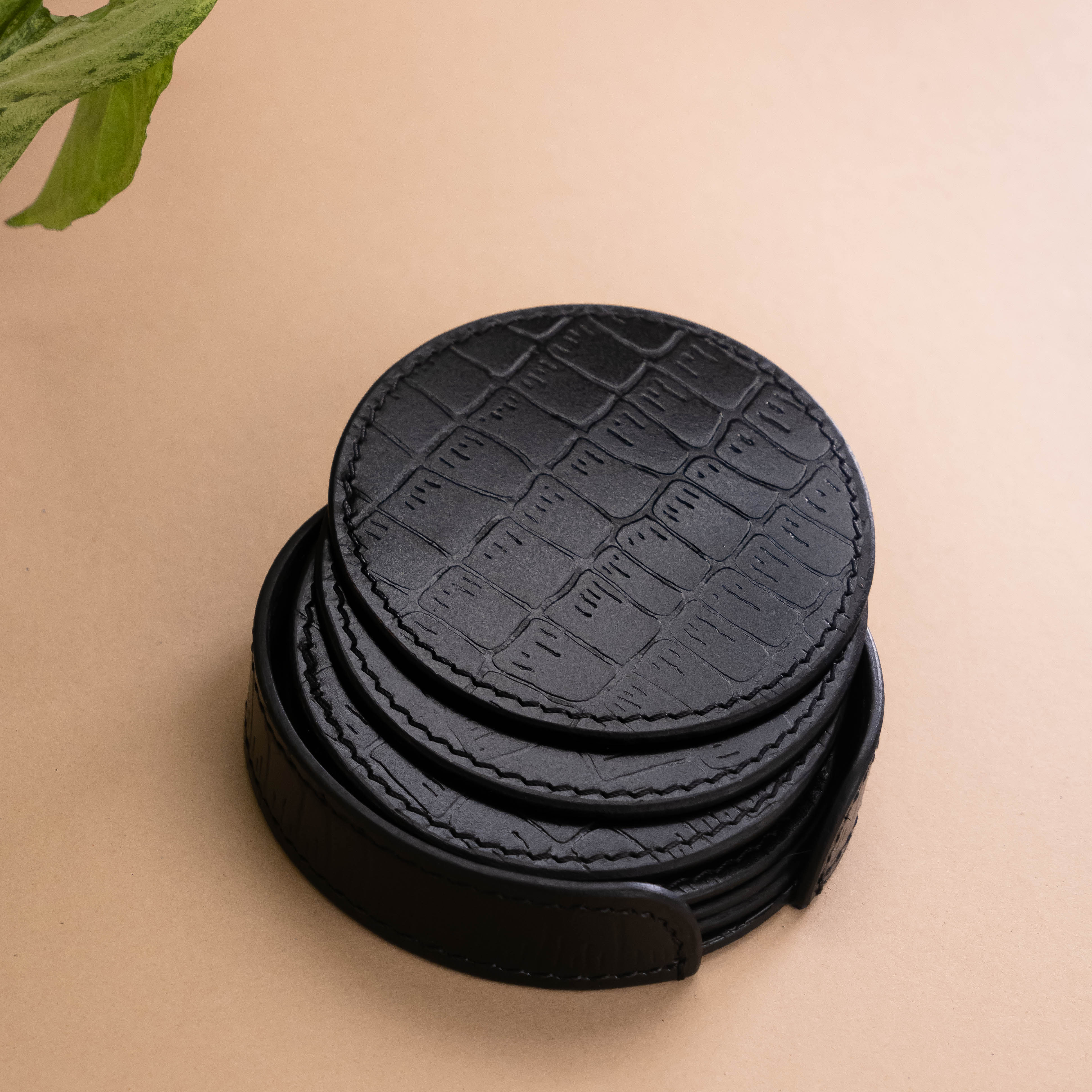 Coasters Round - Black Croco